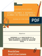 Capacitaciones A Docentes Y Alumnos en Educación Sexual: Proyecto Aprendizaje Servicio Contextual