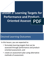 Lesson 2 Learning Targets For Performance and Product Oriented Assessment