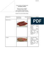 Recepción materia prima gastronomía