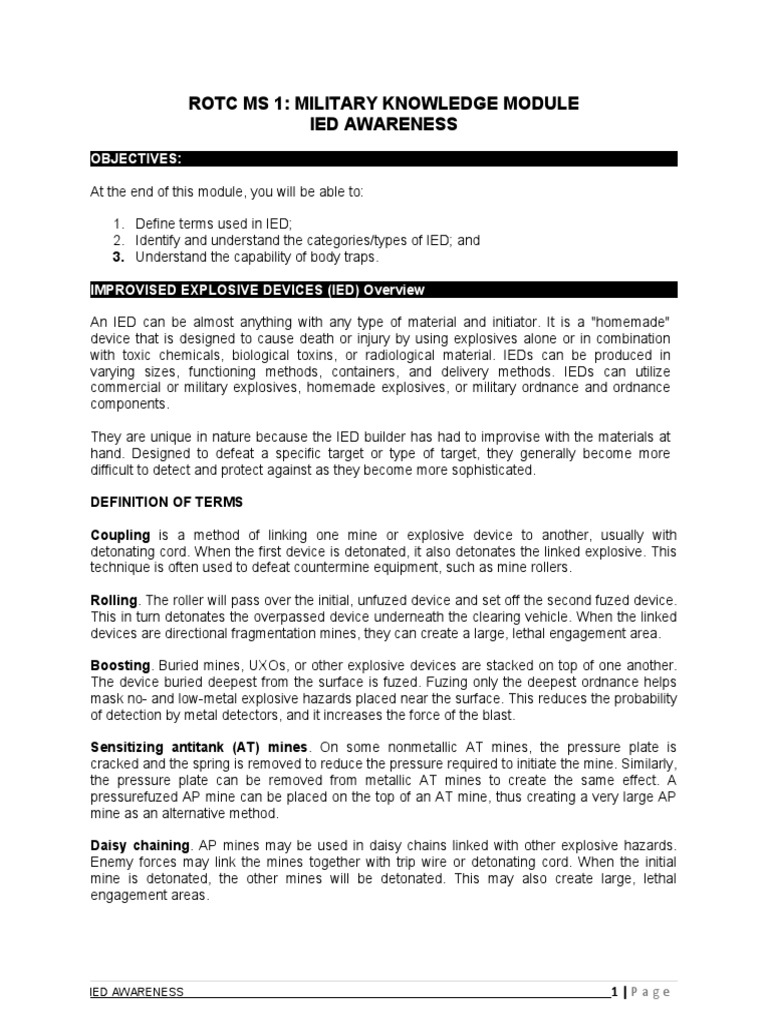 Understanding the Threat of Improvised Explosive Devices A