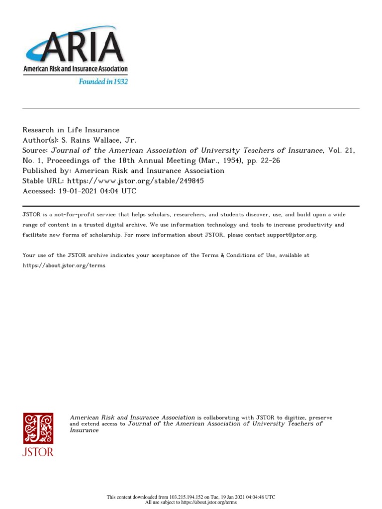 Research in Life Insurance | PDF | Insurance | Life Insurance