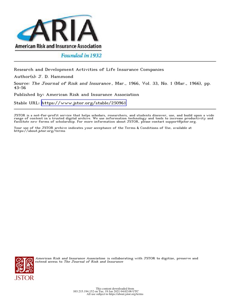 Life Insurance R&D Activities Overview | PDF | Insurance | Life Insurance