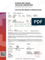 Philippine Red Cross Molecular Laboratory: Covid-19 RT-PCR Test Report & Certification
