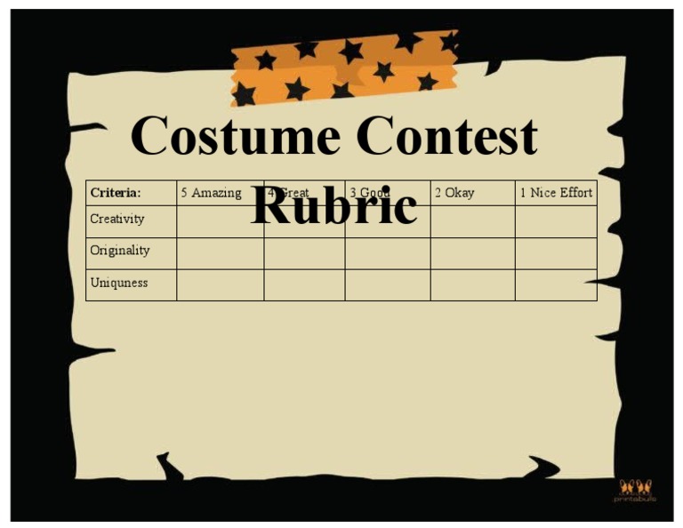 Costume Contest Rubric PDF