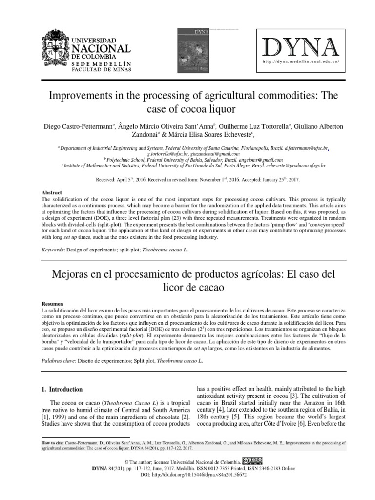 Improvements in The Processing of Agricultural Commodities The Case of