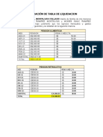 DECLARACIÓN DE TABLA DE LIQUIDACION