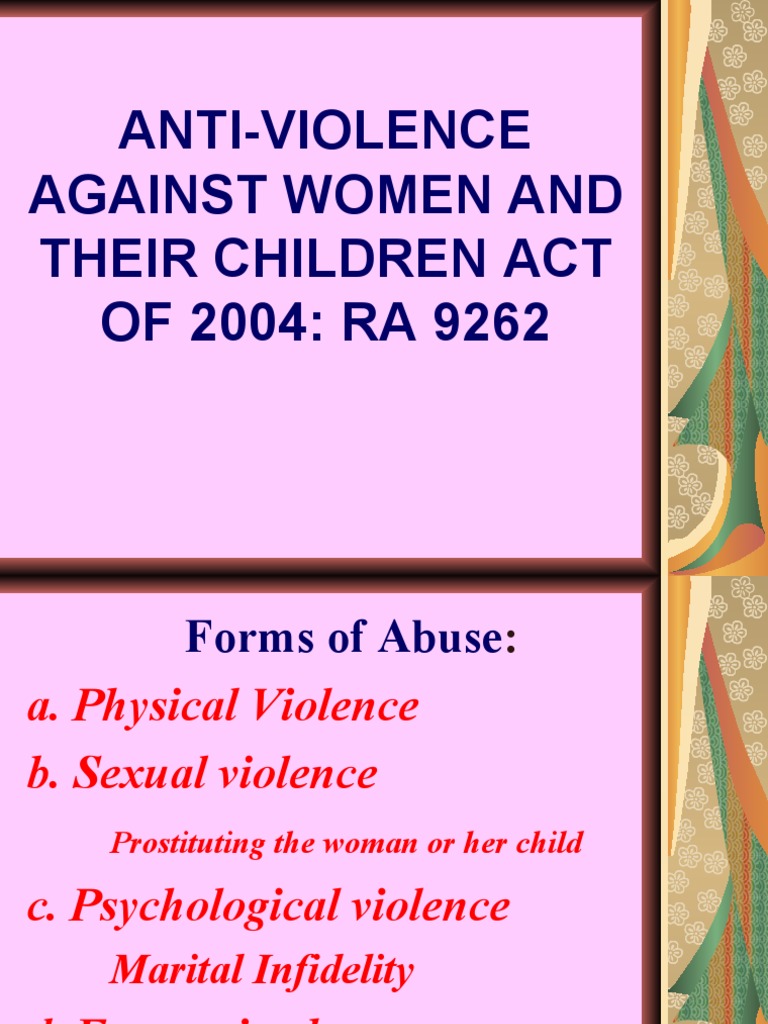 Anti-Violence Against Women and Their Children Act OF 2004: RA 9262 ...