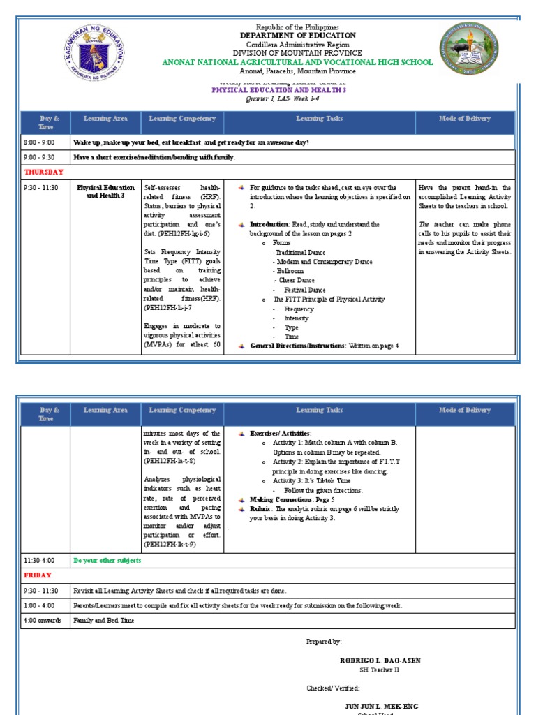 Physical Education and Health 3 | PDF