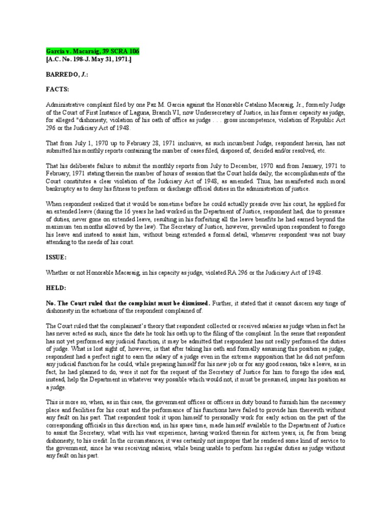 Garcia v macaraig 39 scra 106 pdf judge complaint