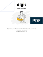 Policy Schedule: Digit Compulsory Personal Accident Policy Cover (Owner Driver)