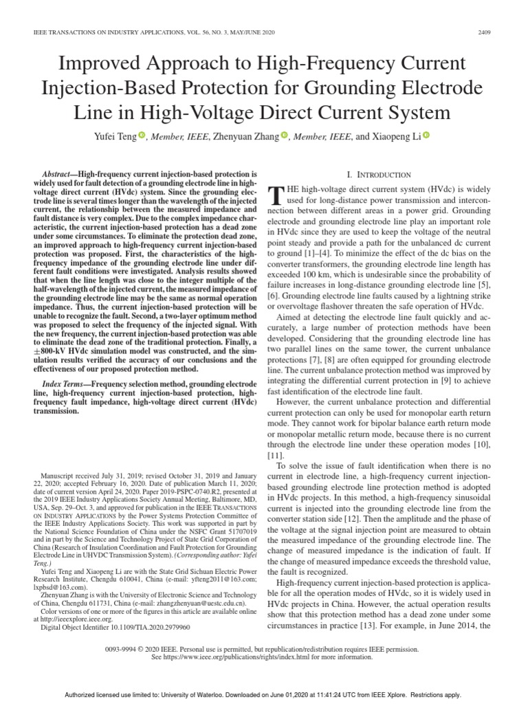 Improved Approach To HighFrequency Current PDF High Voltage Direct