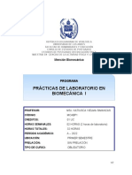 Programa Prácticas Laboratorios de Biomecánica I
