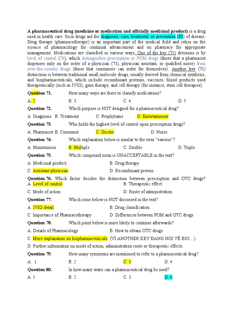 Level of Control 76 Distinguishes Prescription or POM Drugs From Over