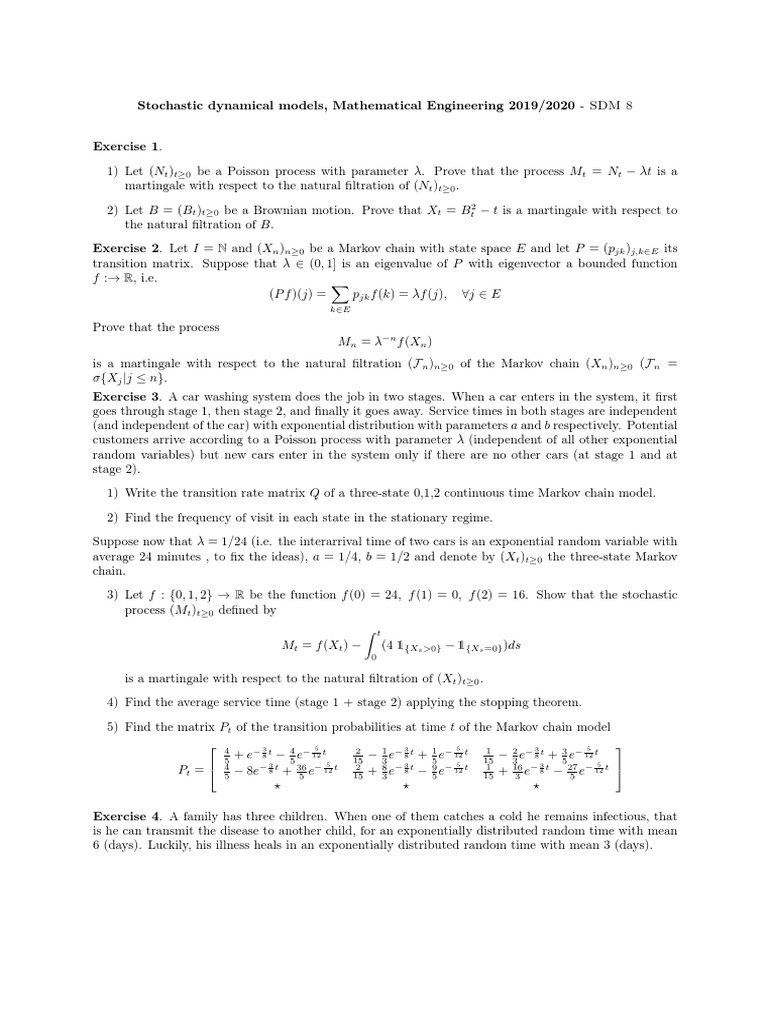 Martingales in Stochastic Processes Applications of the Martingale