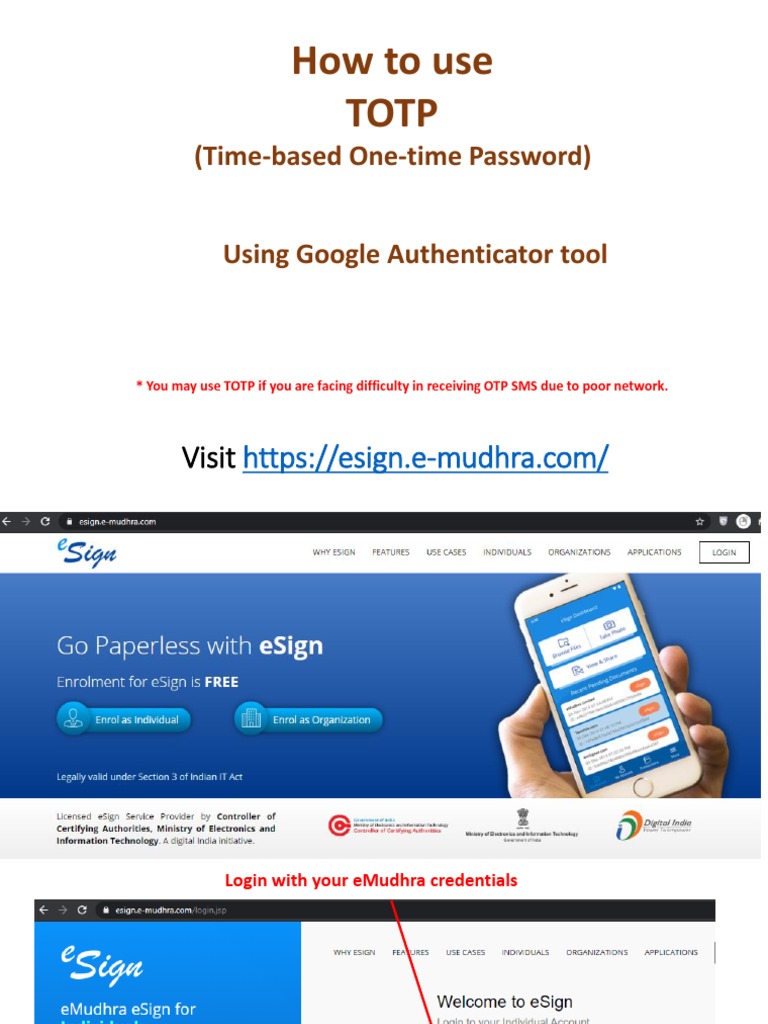 Using TOTP for eMudhra eSign | PDF | Business | Finance & Money Management