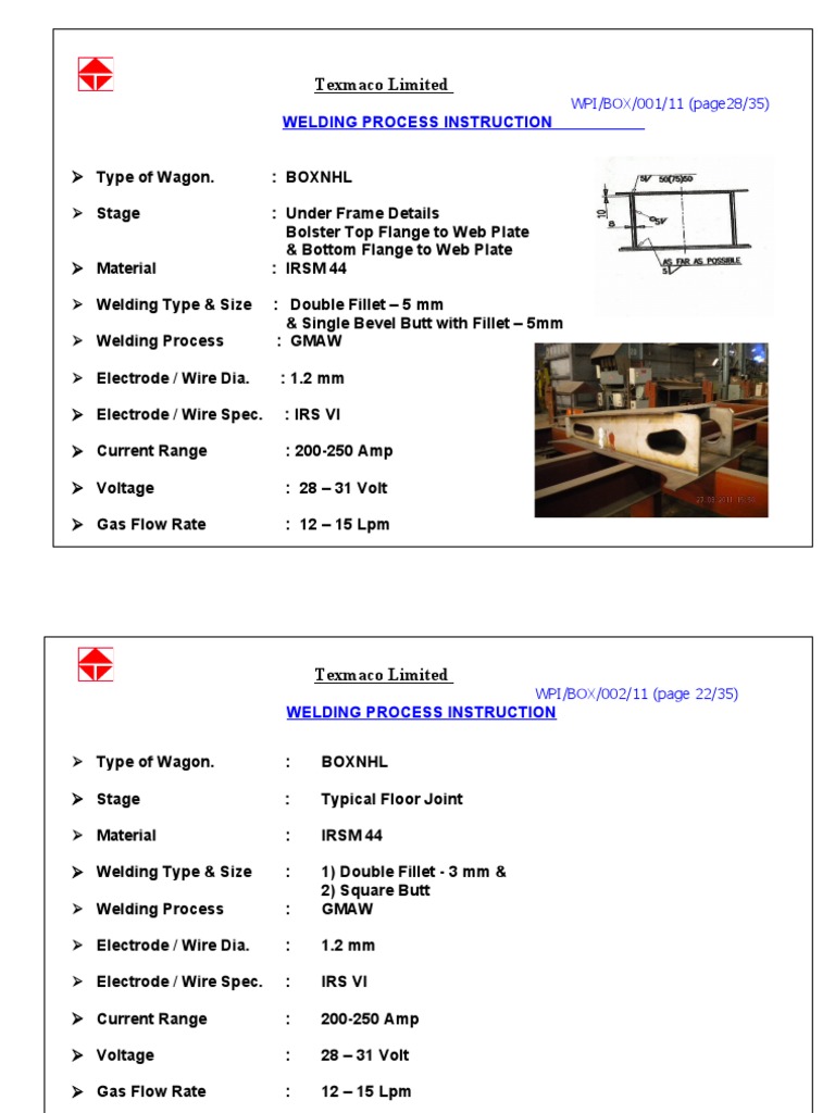 Texmaco Limited: Welding Process Instruction | PDF | Welding | Construction