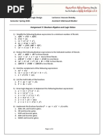 Assignment 3: Boolean Algebra and Logic Gates