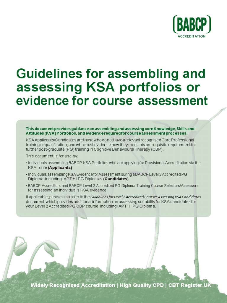 KSA Portfolio Guidelines for BABCP Accreditation | PDF | Psychotherapy ...