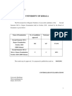 Kerala University MCA Exam Results 2011