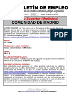 78-22 Boletin Informativo Empleo Publico Titulados-As Superiores en Medicina Comunidad de Madrid 10-3-2022