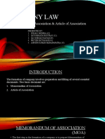 Company Law: Memorandum of Association & Article of Association