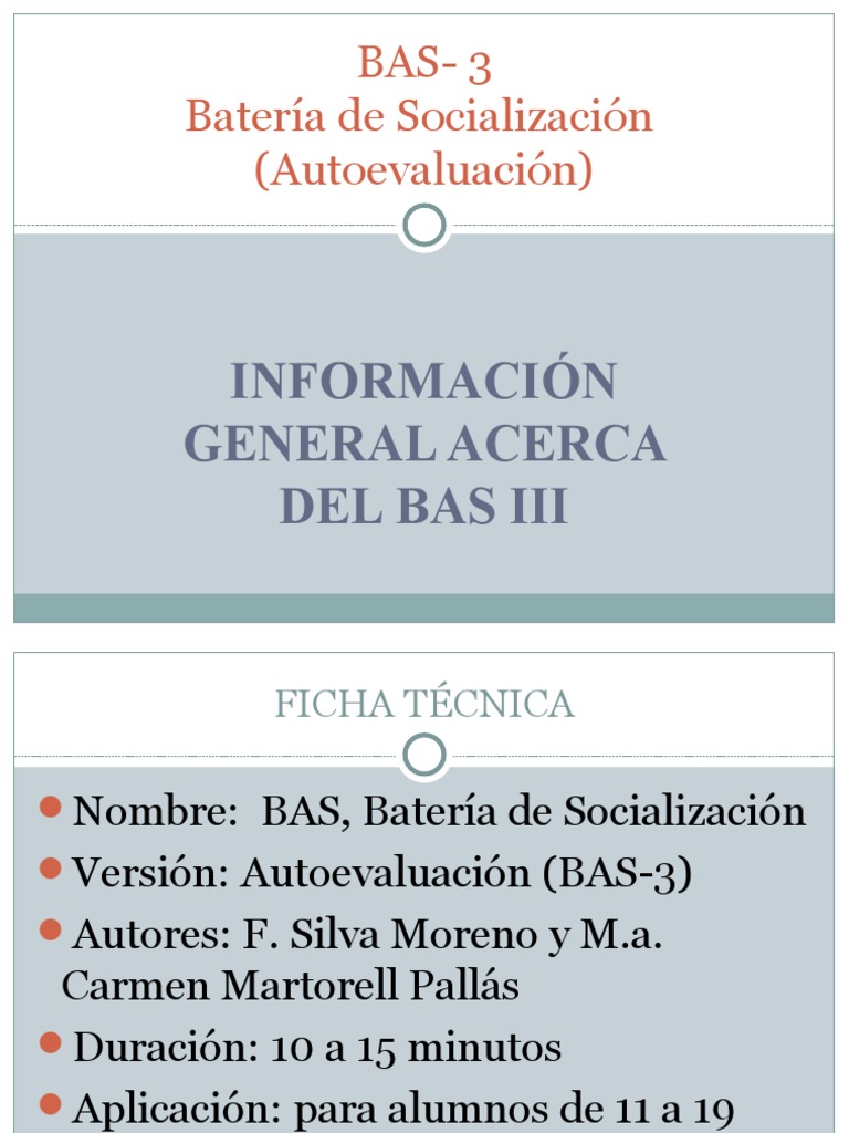 BAS-3: Evaluación de Conducta Social | PDF | Ansiedad | Las emociones