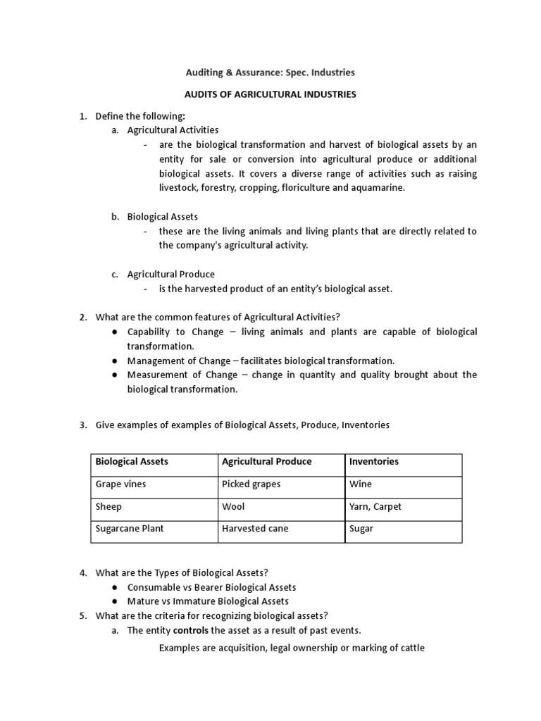 Agricultural Audit and Biological Assets | PDF | Fair Value | Agriculture