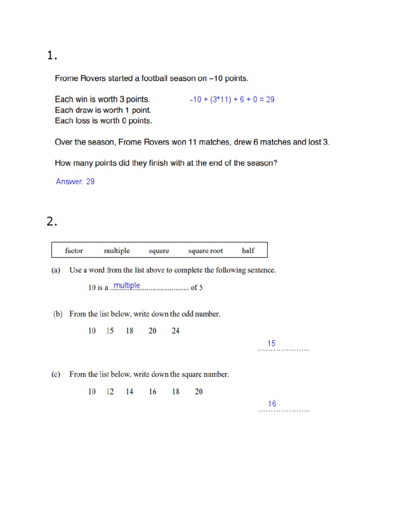 Math Problem Solutions and Explanations | PDF
