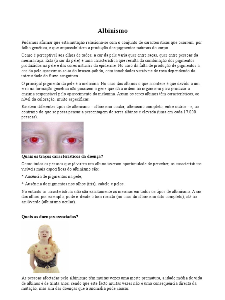 ALBINISMO | PDF | Câncer | Pele, image size:768x1024