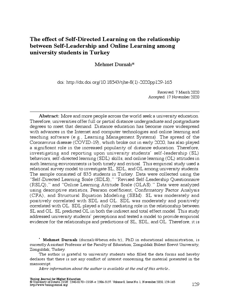 The Effect of Self-Directed Learning On The Relationship Between Self ...