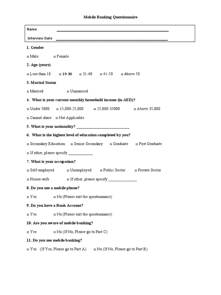 Mobile Banking User Experience Survey | PDF | Banks | Internet