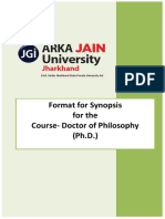 Format For Synopsis For The Course-Doctor of Philosophy (PH.D.)