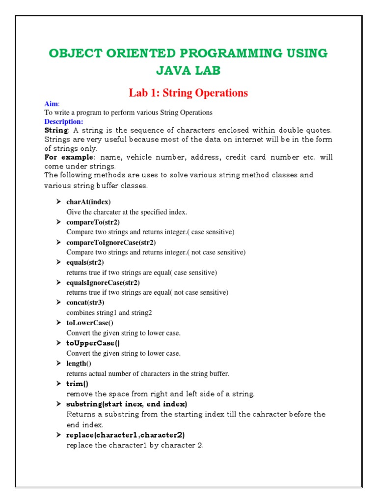 Object Oriented Programming Using Java Lab | Download Free PDF | Method ...