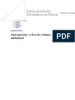 O Antropoceno: a Era do colapso ambiental e ameaça à sobrevivência humana