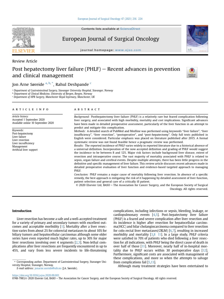 European Journal of Surgical Oncology: Jon Arne Søreide, Rahul ...