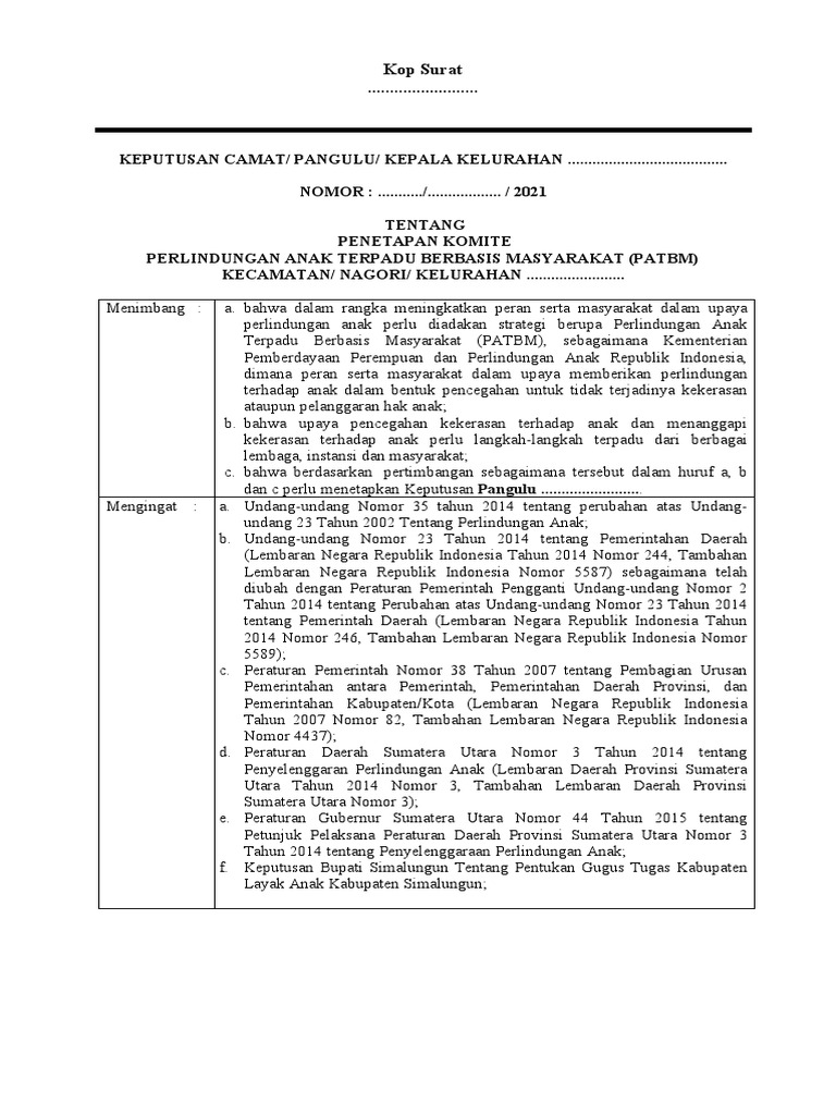 Contoh Sk Patbm 2021 Pdf