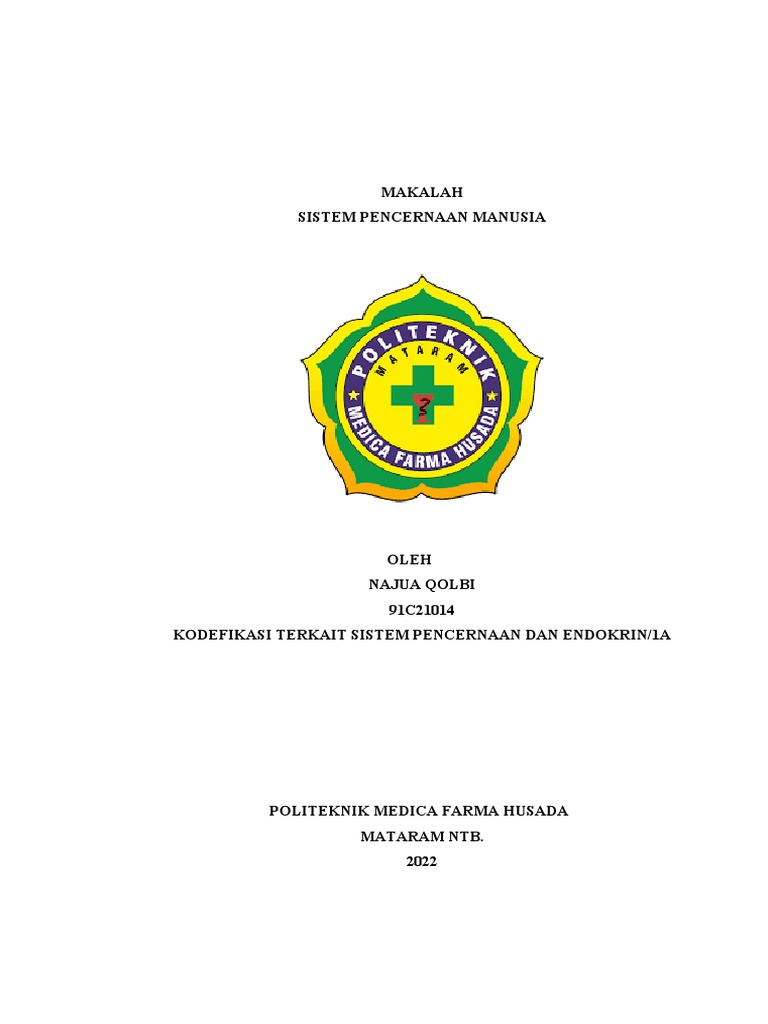 Makalah Sistem Pencernaan Manusia - 91C21014 - NAJUA QOLBI | PDF