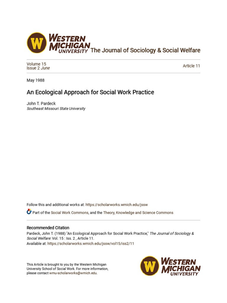 Ecological Approach in Social Work Practice | PDF | Social Work | Ecology