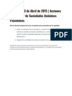 Acciones Al Portador - Ley 18 de 23 de Abril de 2015