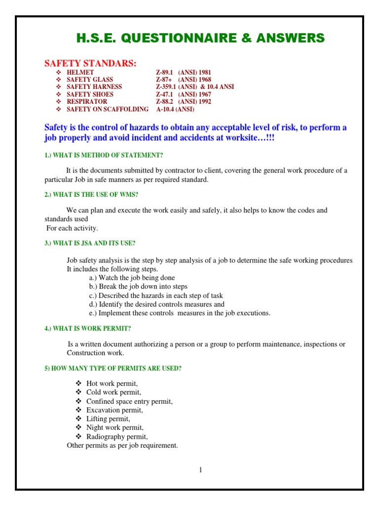 HSE Safety Standards and Procedures Guide | PDF | Combustion | Fires