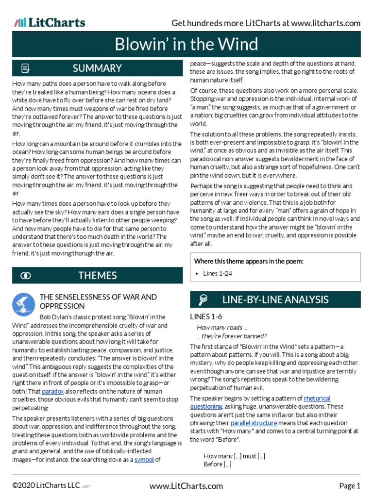 LitCharts Blowin in The Wind PDF