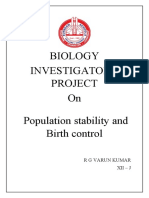 Biology Investigatory Project On Population Stability and Birth Control