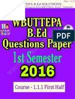 WBUTTEPA B.Ed Q.P 2016