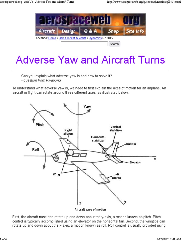 Ask Us Adverse Yaw and Aircraft Turns PDF Aileron Flight