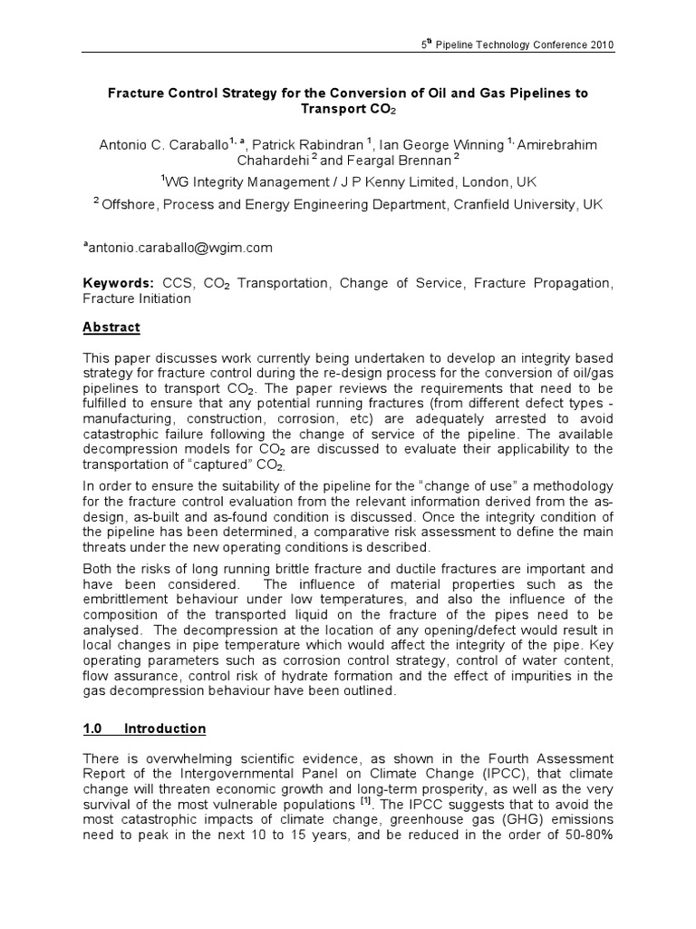 Fracture Control in CO2 Pipeline Conversion | PDF | Fracture Mechanics ...