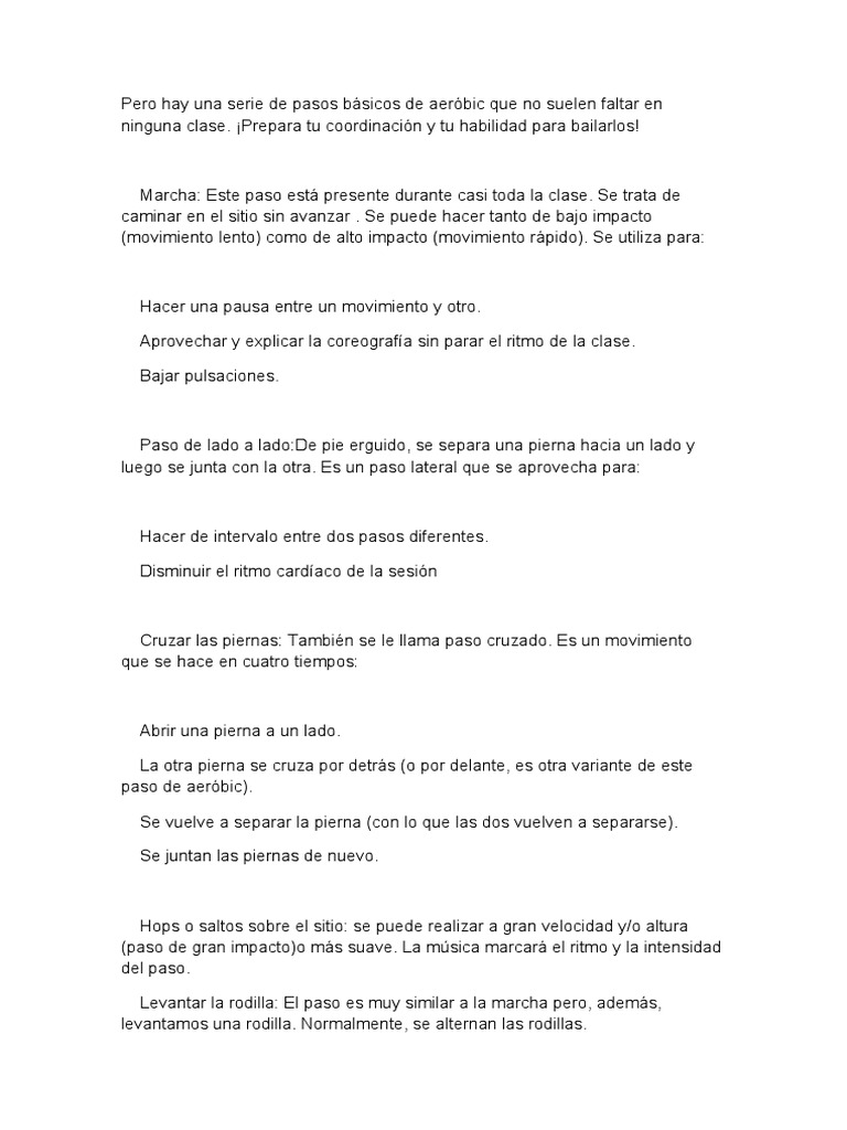 De Pasos Básicos De Aeróbic Pdf