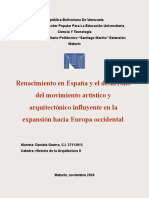 Trabajo Sobre Renacimiento en España y El Desarrollo Del Movimiento Artístico y Arquitectónico Influyente en La Expansión Hacia Europa Occidental.