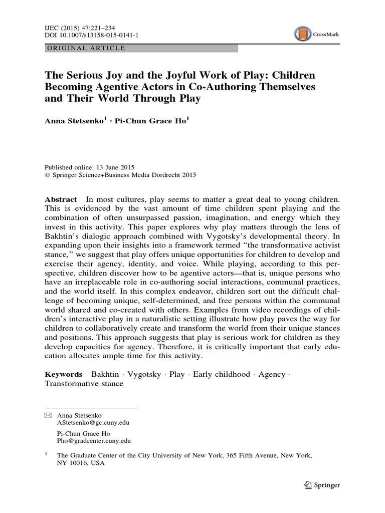The Transformative Power of Play in Childhood | PDF | Free Will ...