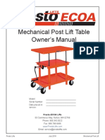 Mechanical Post Lift Table Owner's Manual