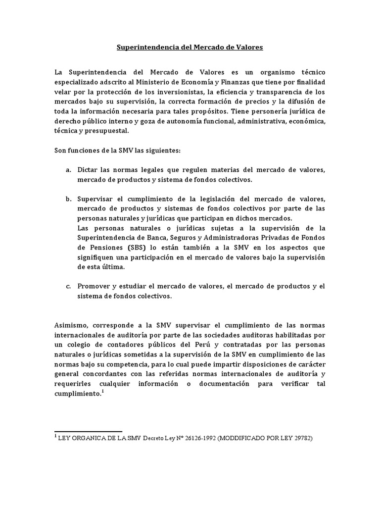Superintendencia Del Mercado de Valores | PDF | Bolsa de Valores ...